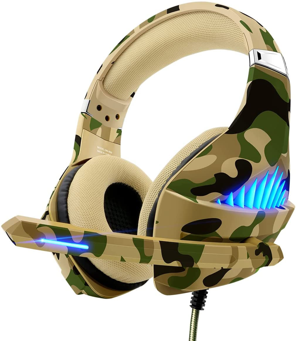 Fone De Ouvido Para Jogos Para Ps4 Ps5 Xbox One Controller Switch Pc Com Cancelamento De Ruído Over-ear Stereo Bass Surround Som -camo