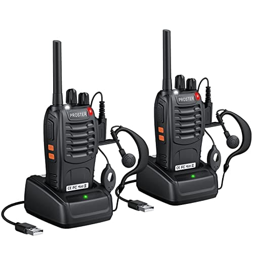 Proster Rechargeable Walkie Talkies 1 Par 16 Channel Long Range Two Way Radios Com Microfone De Fone De Ouvido Carregador Usb Handheld Wal