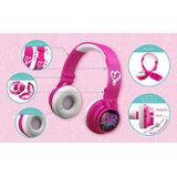 JoJo Siwa Kids Fones de ouvido Bluetooth para fones de ouvido Bluetooth recarregáveis sem fio com som amigável para crianças de microfone e cabo dest