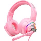 Ziumier Z66 Pink Gaming Headset Para Ps4 Xbox One Pc Fone De Ouvido Over-ear Com Microfone De Isolamento De Ruído Led Rgb Light Som Sur