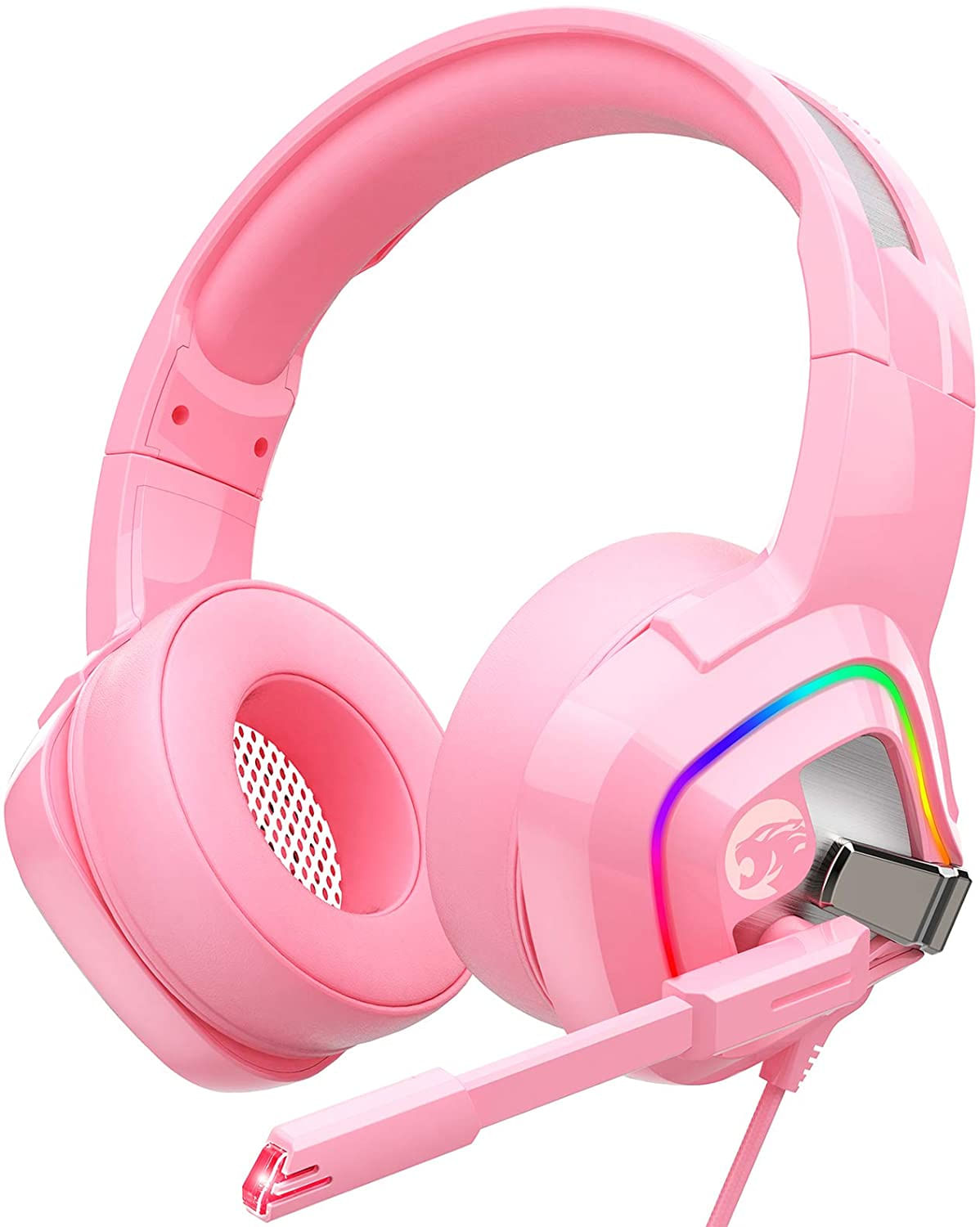 Ziumier Z66 Pink Gaming Headset Para Ps4 Xbox One Pc Fone De Ouvido Over-ear Com Microfone De Isolamento De Ruído Led Rgb Light Som Sur