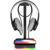 Suporte De Fone De Ouvido Rgb Com Carregador Sem Fio Kafri Desk Gaming Headset Holder Hanger Rack Com 10w /7.5w Fast Charge Qi Wireless Char