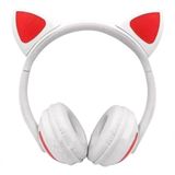 Headphone Bluetooth Com Orelhas De Gato E Iluminação Led Fone Sem Fio De Gatinho Branco