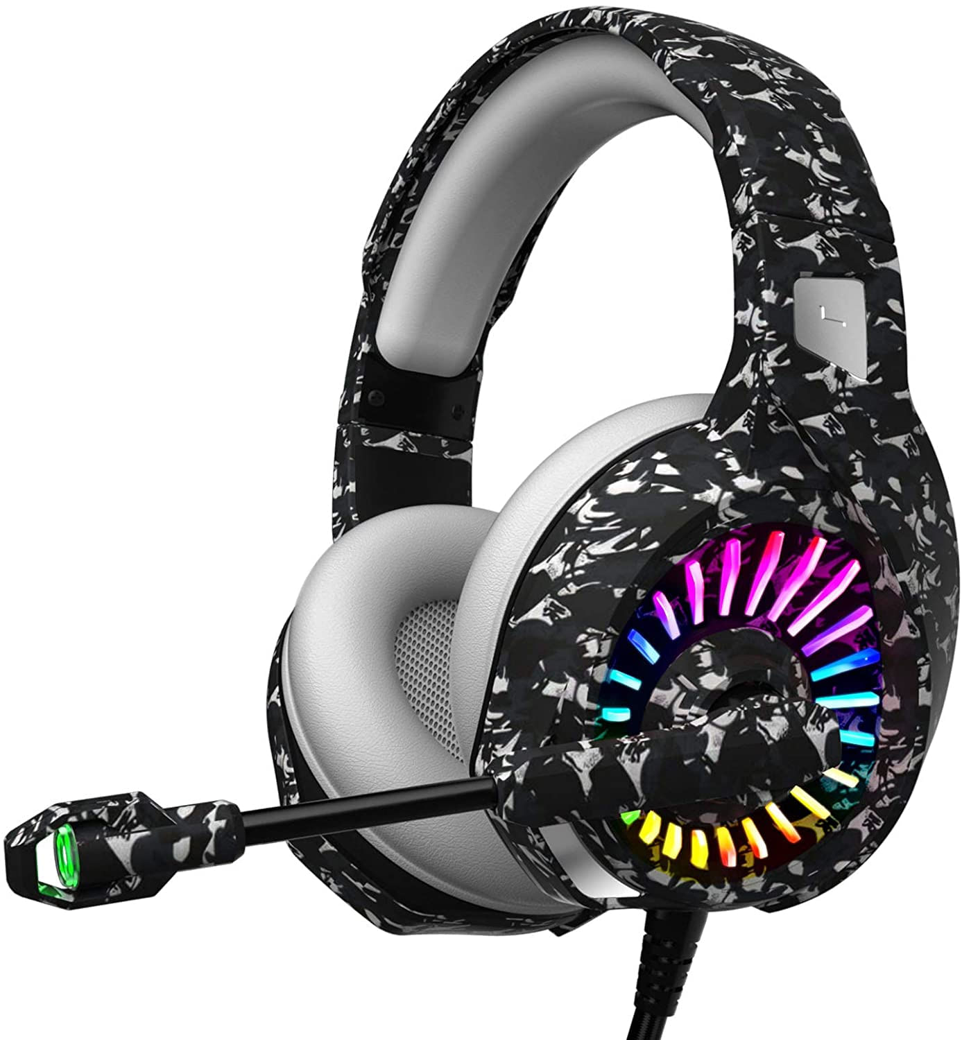 Ziumier Z20 Pro Camo Gaming Headset Para Ps4 Ps5 Xbox One Pc Fone De Ouvido Over-ear Com Microfone De Isolamento De Ruído Luz Led Rgb