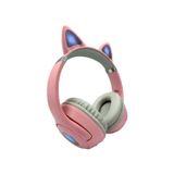 Fones De Ouvido Bluetooth Sem Fio Para Crianças Led Light Pink Cat E