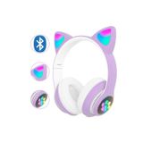 Fones De Ouvido Cat Ears Bluetooth 5.0 Sem Fio Com Microfone Roxo