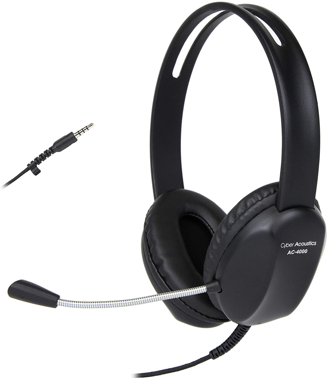 Cyber Acoustics 3.5mm Stereo Headset Com Fones De Ouvido E Microfone De Cancelamento De Ruído Para Pcs Tablets E Celulares No Escritório S