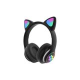 Fone De Ouvido Cat Ear Bluetooth Sem Fio Com Luz - Preto