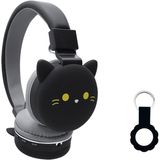 Black Cat Cartoon Headphone Wireles Fm Headset Music Stereo Headphones Kid&#39;s Headphone Over Ear For The Study (gato Preto)