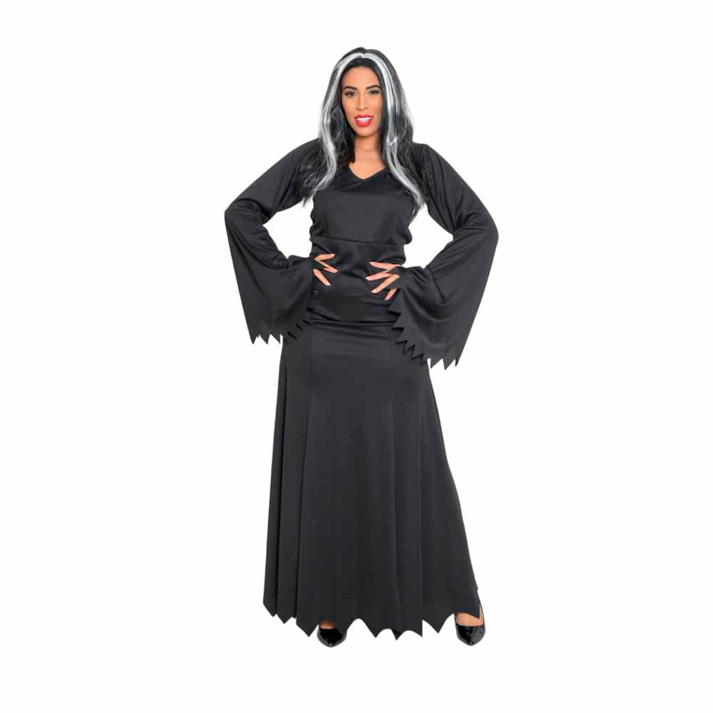 Fantasia Morticia Addams Cosplay Bruxa Morgana Feiticeira Vestido Halloween Festa Dia Das Bruxas Noites Do Terror Zumbi