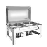 RECHAUD RETANGULAR EM ACO INOX BANHO MARIA TAMPA REMOVIVEL COM FOGAREIRO CUBA 1 2 8,4 L TRAMONTINA