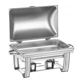 RECHAUD RETANGULAR EM ACO INOX BANHO MARIA TAMPA BASCULANTE COM FOGAREIRO CUBA 1 1 9 L TRAMONTINA