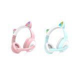 Luz Colorida Bonito Orelhas De Gato Fones De Ouvido Para Jogos Headset Com