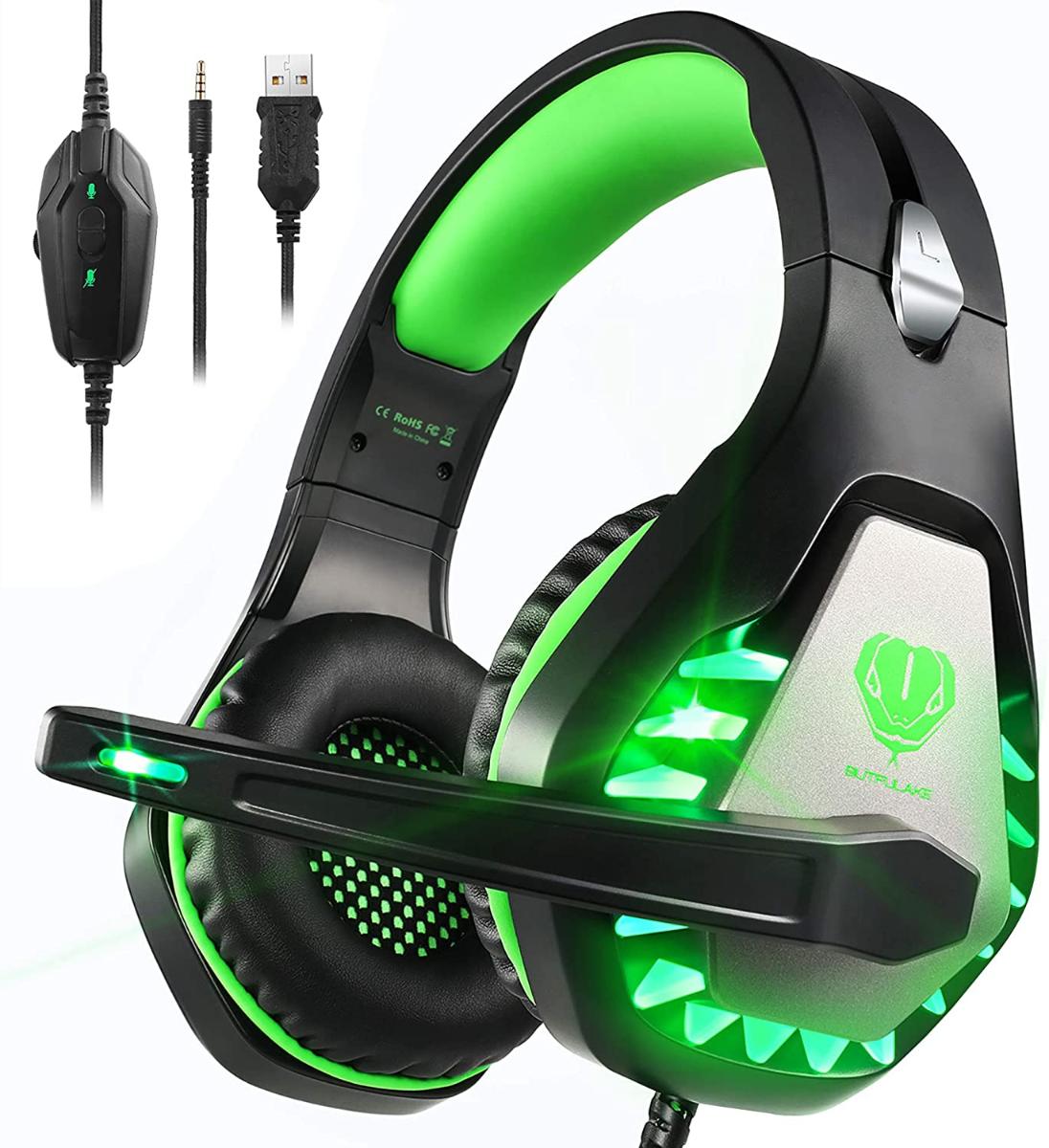 Pacrate PC Gaming Headset com microfone para PS4 Xbox One PC Mac Laptop Nintendo, Deep Bass Surround Gaming Fones de ouvido com microfone de cancelam