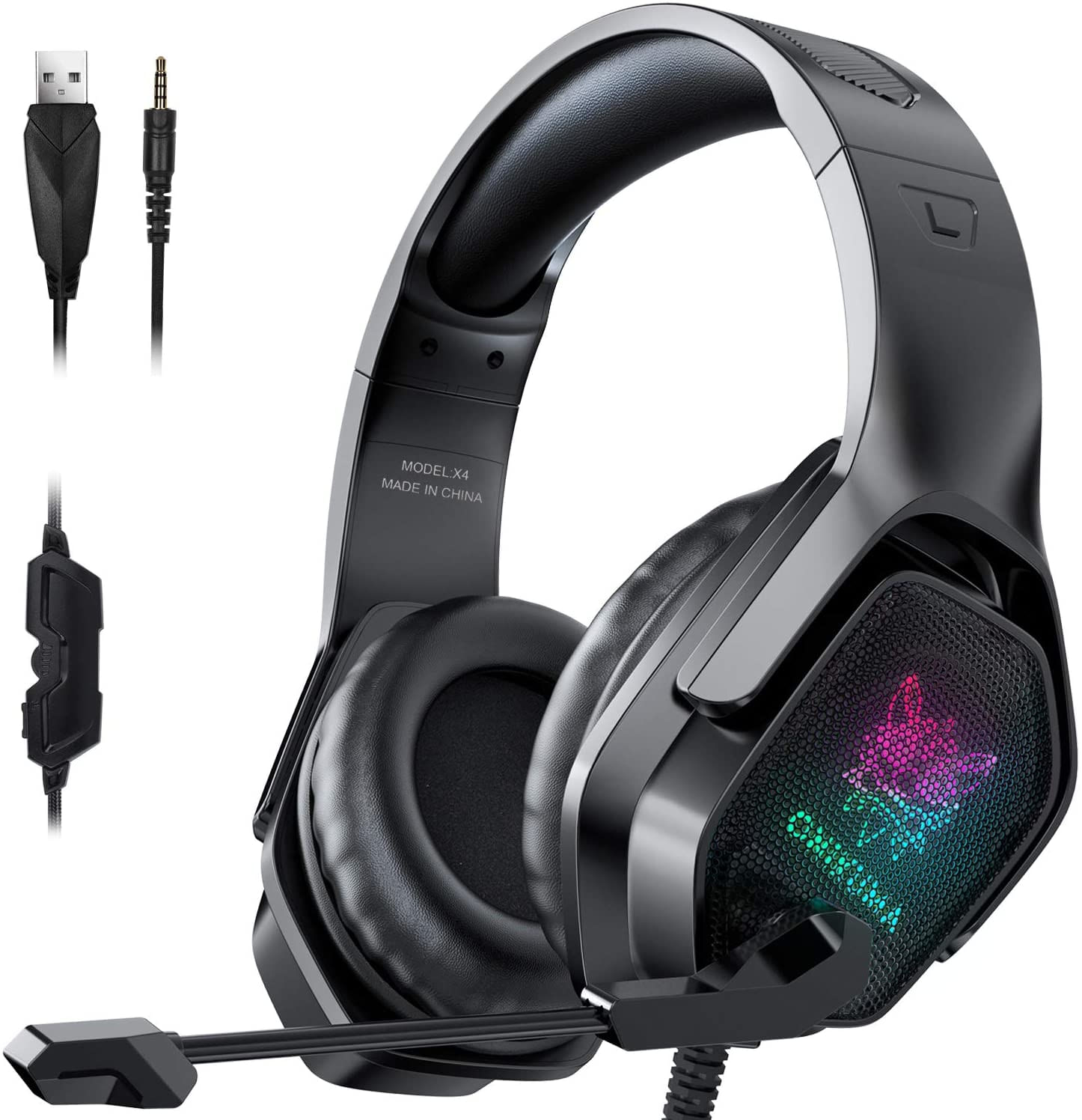 Fone De Ouvido Gamer Com Microfone Fones De Ouvido Com Som Surround 3d Luz Led Soft Earmuff &amp;amp Rgb Fones De Ouvido Over-ear Game Para