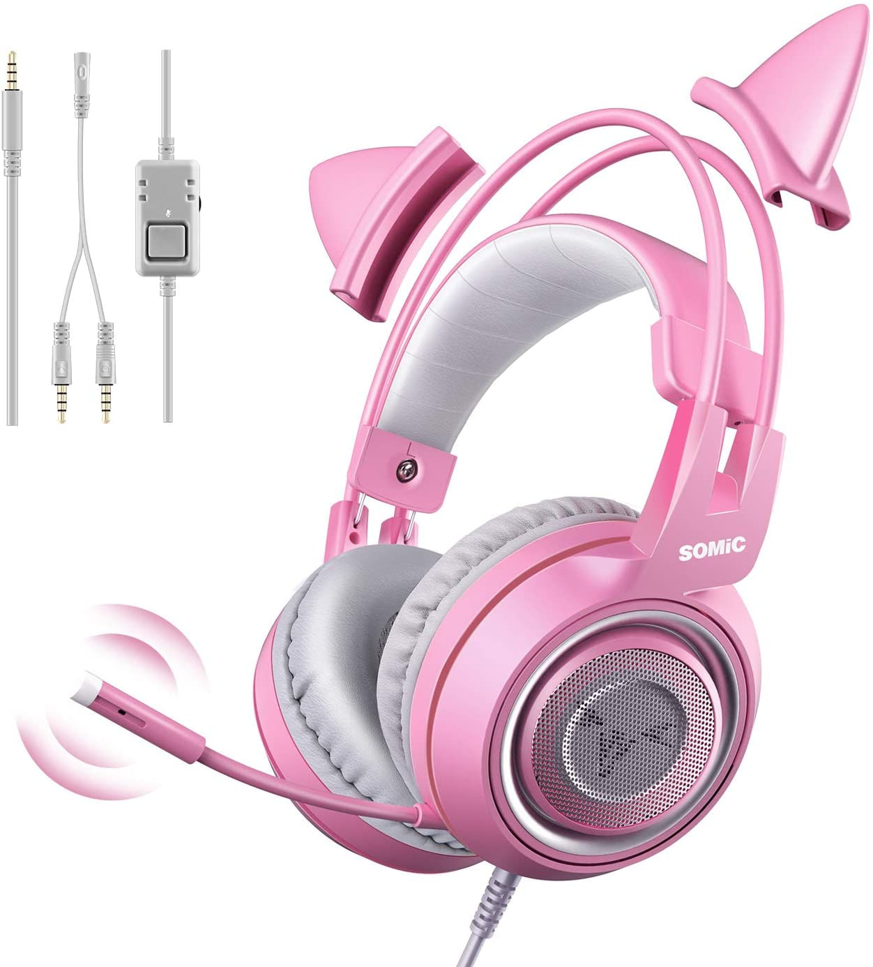 Somic G951s Pink Stereo Gaming Headset Com Microfone Para Ps4 Xbox One Pc Celular 35 Mm Som Desapegível Desapegível Cat Fones De Ouvido