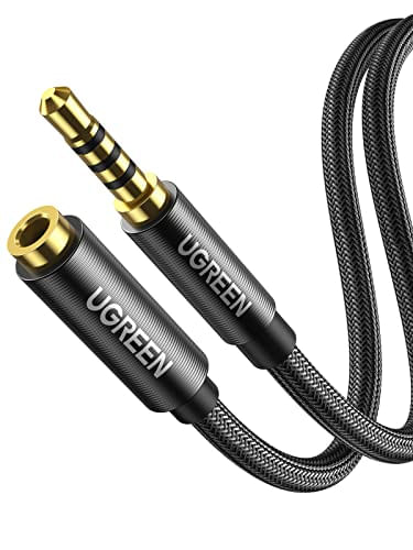 Ugreen Headphone Extension Cable 4 Pole Trrs 3.5mm Extension Com Microfone Macho Para Fêmea Stereo Audio Cable Gold Plated Nylon Braided Com