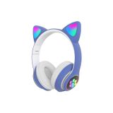 Fones De Ouvido Cat Ear Com Luzes - Azul Claro