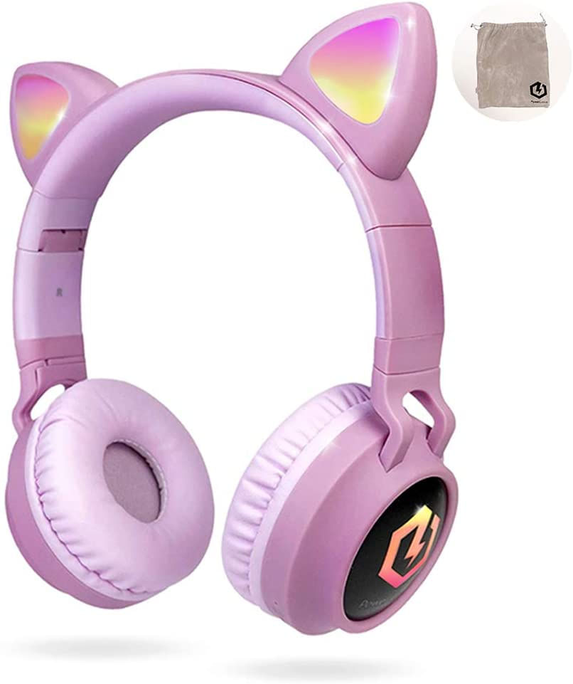 Fones De Ouvido Bluetooth Sem Fio Powerlocus Para Crianças Fone De Ouvido Infantil Over-ear Com Luzes Led Fones De Ouvido Dobráveis Com Mi