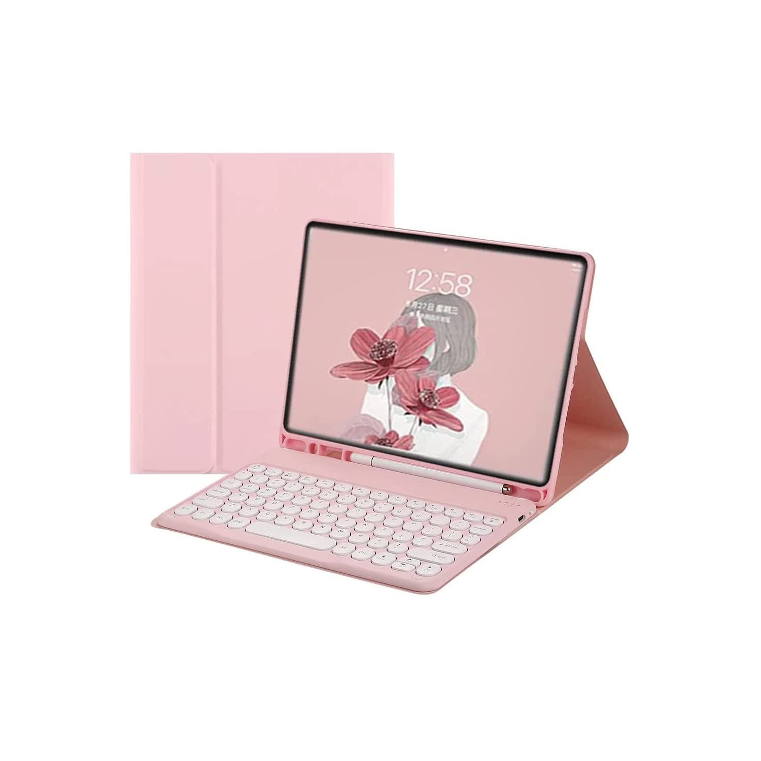 Capa Com Teclado E Mouse Para Galaxy Tab S6 Lite - Rosa