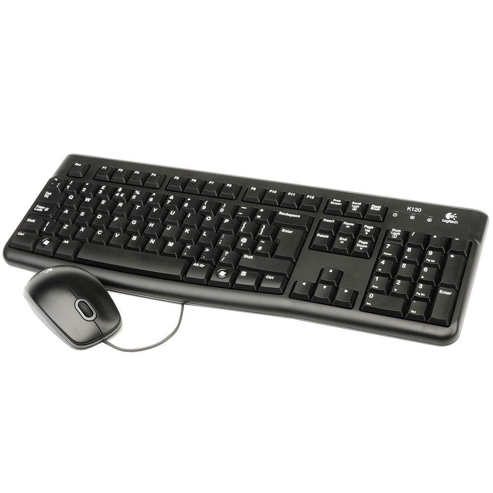 Teclado E Mouse Logitech Mk120 Usb Preto Com Fio