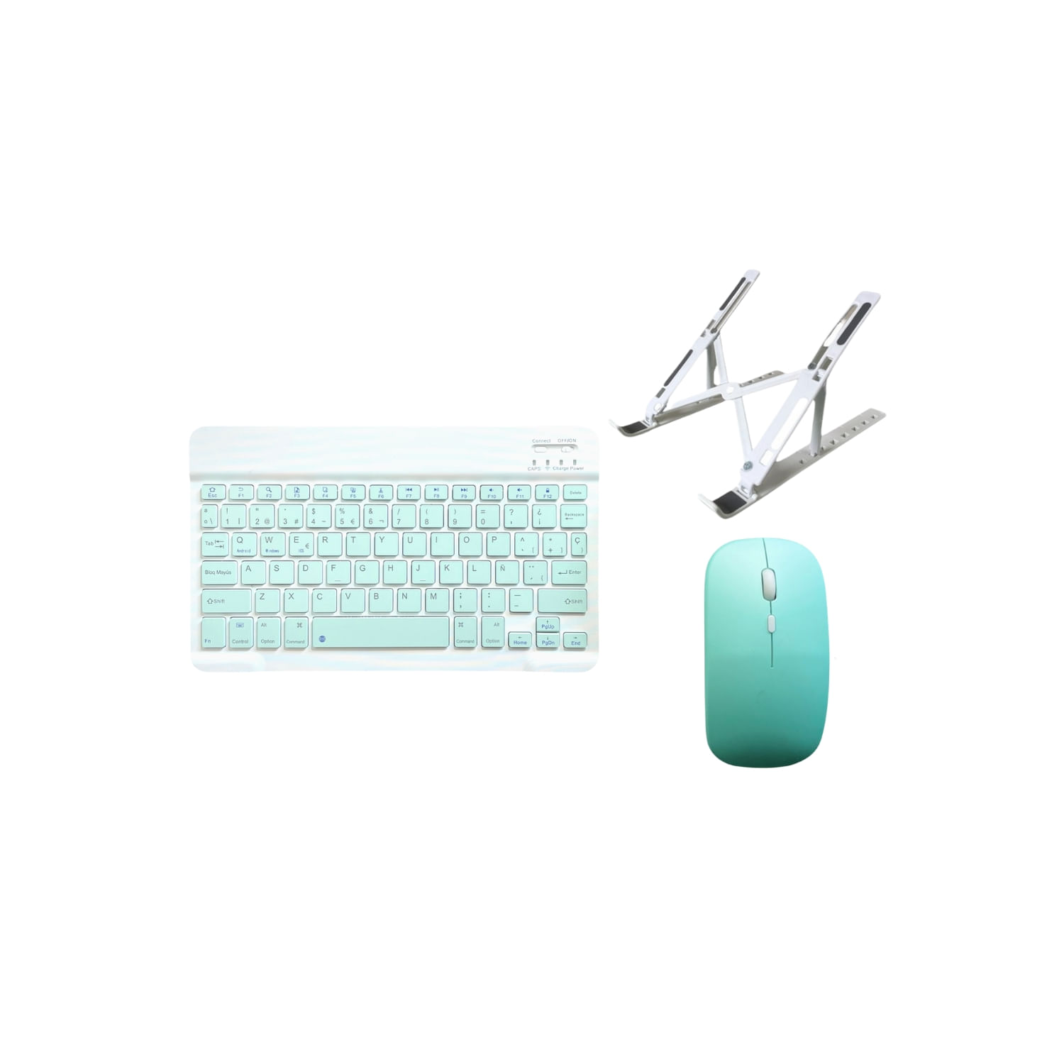 Kit De Teclado E Mouse Recarregável Bluetooth Verde