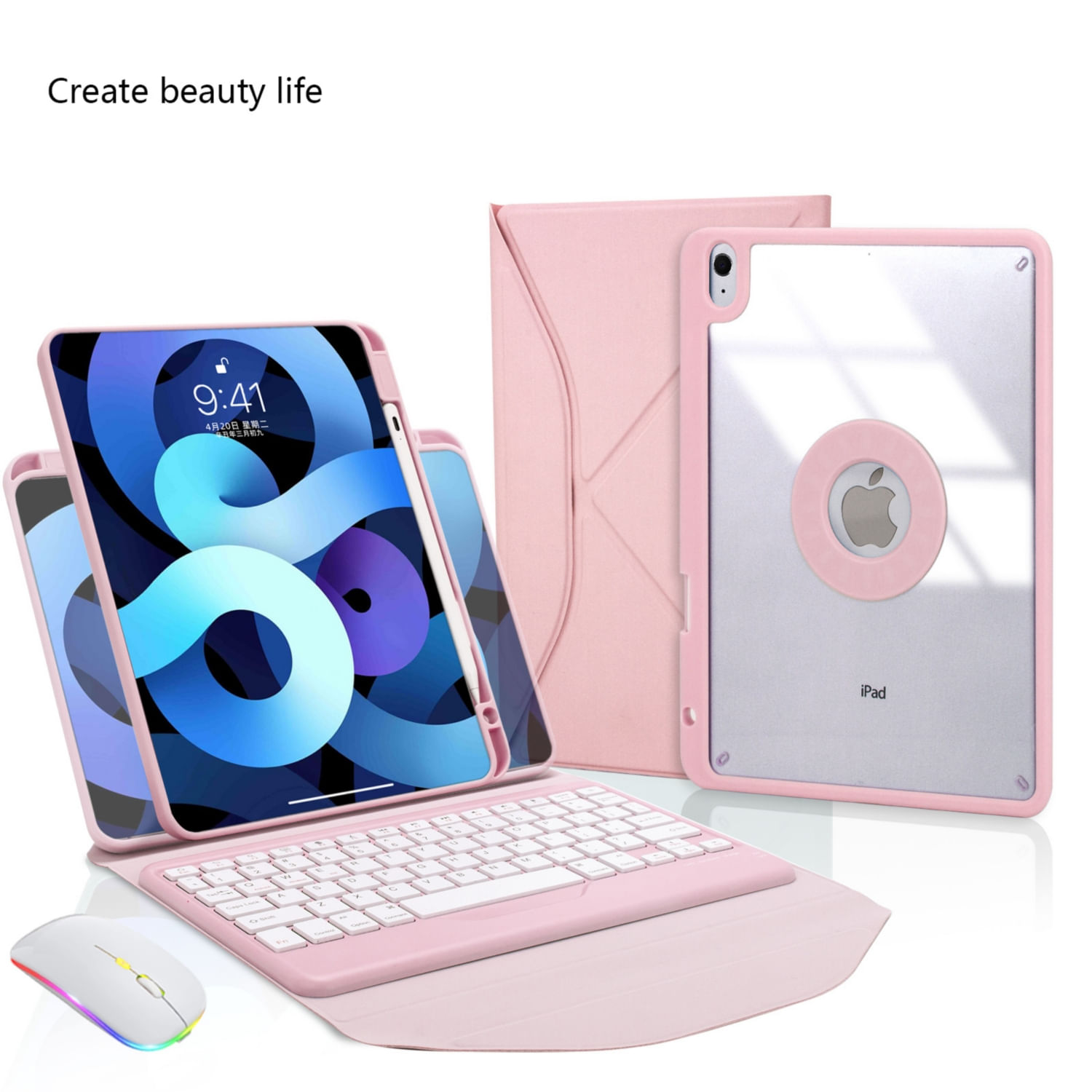 Capa Com Teclado E Mouse Ñ Para Ipad 9,8 Ou 7 De 10,2 Polegadas