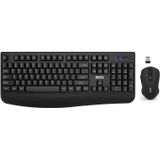 Teclado Sem Fio E Mouse Combo, Teclado Ergonômico Edjo 2.4g Full-size Com Descanso De Pulso E Mouse Sem Fio Ajustável Dpi De 3 Níveis Para Windows, M