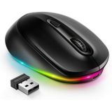 Seenda Wireless Mouse, Ultra Silent Rechargeable Light Up Led Mouse Com Receptor Usb, Ratos Sem Fio Confortáveis E 3 Dpi Ajustáveis Para Laptop Compu