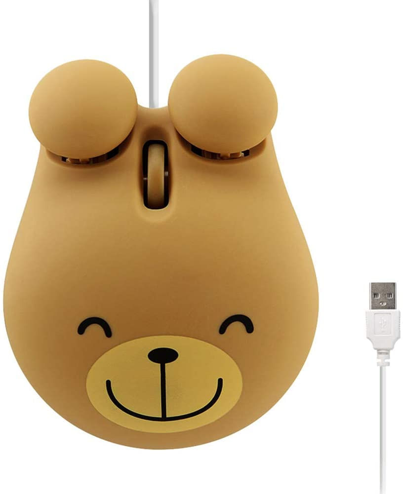 3c Luz Usb Com Fio Mouse Bonito Animal Bear Forma Com Fio Mouse Portátil Mini Óptico Ratos De Desenho Animado Mouse 3 Botões Para Laptop Desktop Pc C