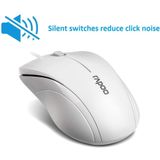 Rapoo N1600 3-button Silencioso Mouse Com Fio, Mouse Óptico 1000dpi, Botão Silencioso, Forma Ergonômica, Para Laptops Desktop, Matte White