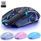 Mouse Para Jogos Sem Fio 3200 Dpi Com Led De 7 Cores - Preto