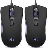 Rii Rm105 Mouse Com Fio, Mouse De Computador Com Rgb Retroiluminado Colorido, Níveis De Dpi 1600, Óptica Ergonômica De Aderência Confortável, Suporte