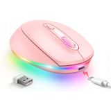 Mouse Sem Fio Led, Seenda Ultra Silent Rechargeable Light Up Mouse Com Receptor Usb, Ratos Sem Fio Confortáveis E 3 Dpi Ajustáveis Para Crianças Lapt