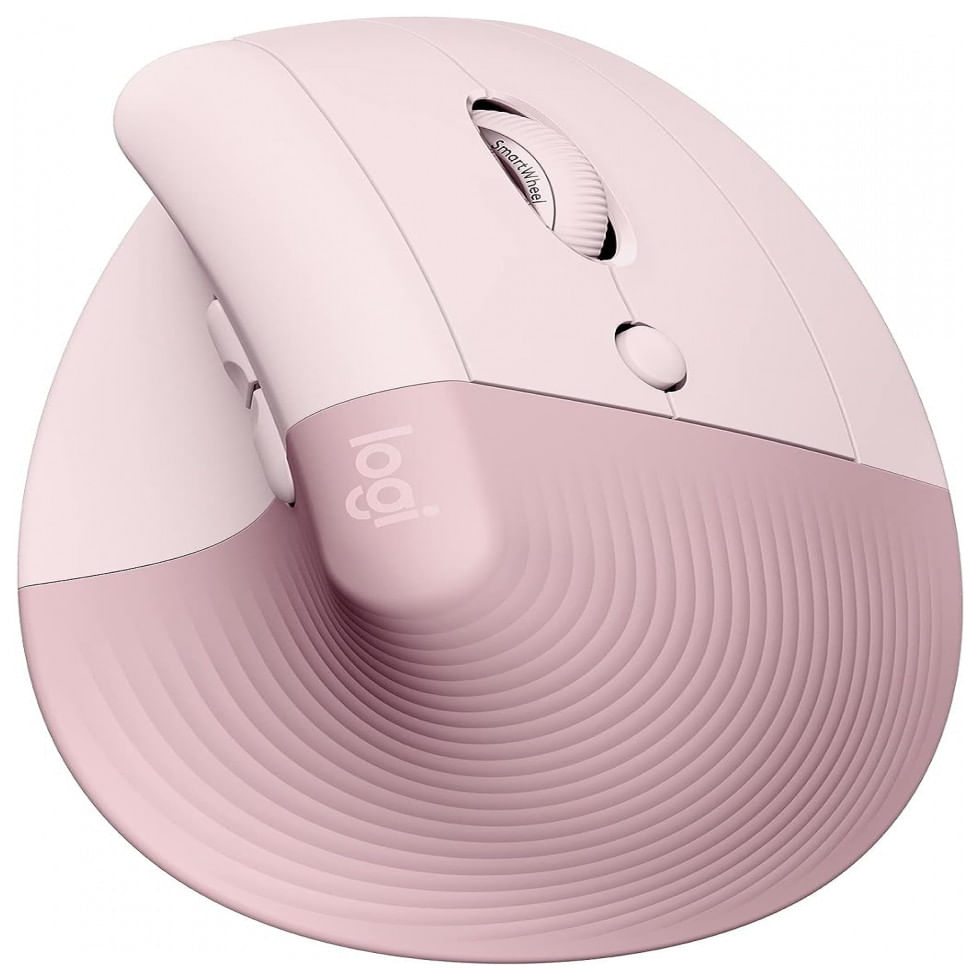 Mouse Ergonomico Vertical Sem Fio Reduz A Tensao Do Pulso Com Bluetooth E Botoes Silencioso, 4 Botoes, Logitech 910 006472, Rosa