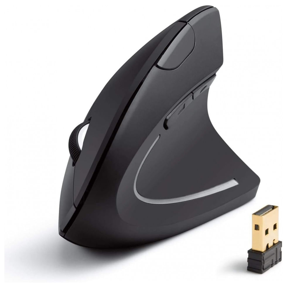 Mouse Ergonomico Vertical Optico Sem Fio Reduz A Tensao Do Pulso Multifuncoes, 800, 1600 Dpi, Anker Ak 98anwvm Uba, Preto