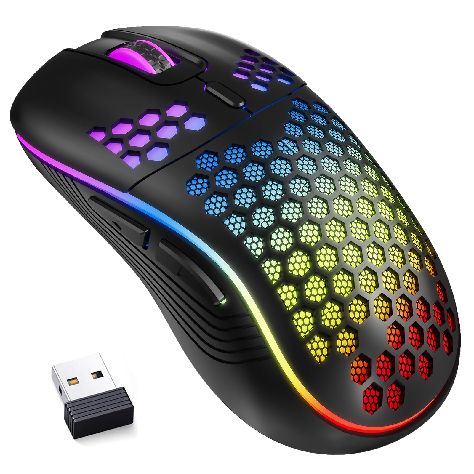 Mouse Para Jogos Sem Fio Melogaga Honeycomb 2.4g Usb Recarregável