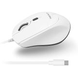 Macally Usb C Mouse Para Mac - Preciso E Confortável - Mouse Tipo C Com Fio Para Macbook Pro Air| Pc|ios| Android - Corpo Ambidestro, Múltiplos Modos