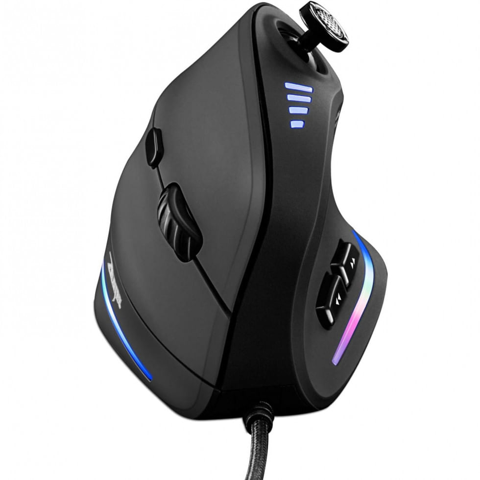 Mouse Para Jogos Ergonomico Vertical Optico Com Fio Reduz A Tensao Do Pulso, 1500, 10000 Dpi, 11 Botoes, Trelc Ff Maus, Preto