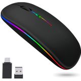 Led Wireless Bluetooth Mouse, Mouse Bluetooth Recarregável (bluetooth 5.1 + Usb) 2.4ghz Portátil Optical Office Mouse, Mouse Bluetooth Para Macbook A