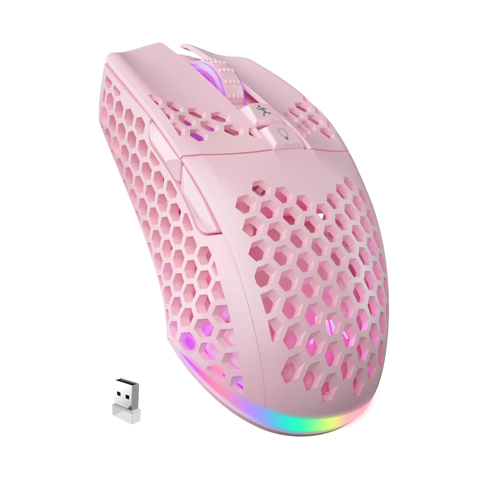 Mouse Sem Fio Para Jogos Solakaka Sm600 Plus Bluetooth 5.1 Rosa