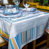 Toalha De Mesa Retangular Acqua Praia 6 Lugares 140x220cm Acqua