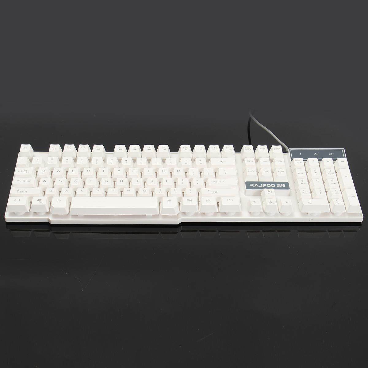 Rajfoo 104 Chave Usb Com Fio Pc Teclado Mecânico Gaming Branco