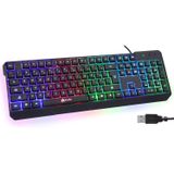 Teclado Klim Chroma Gaming Com Fio Usb + Durável, Ergonômico, Impermeável, Teclado Silencioso + 2 Ms Response Time + Teclado Retroiluminado Para Pc M