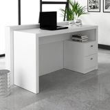 Mesa Para Escritório Com 2 Gavetas Branco