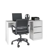 Mesa De Escritorio Phoenix Com 3 Gavetas Branco Fosco Branco Fosco