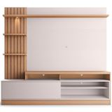 Estante Painel Para Tv 65 Pol Com Led Aracati C04 Freijó Off White Matte - Lyam Decor