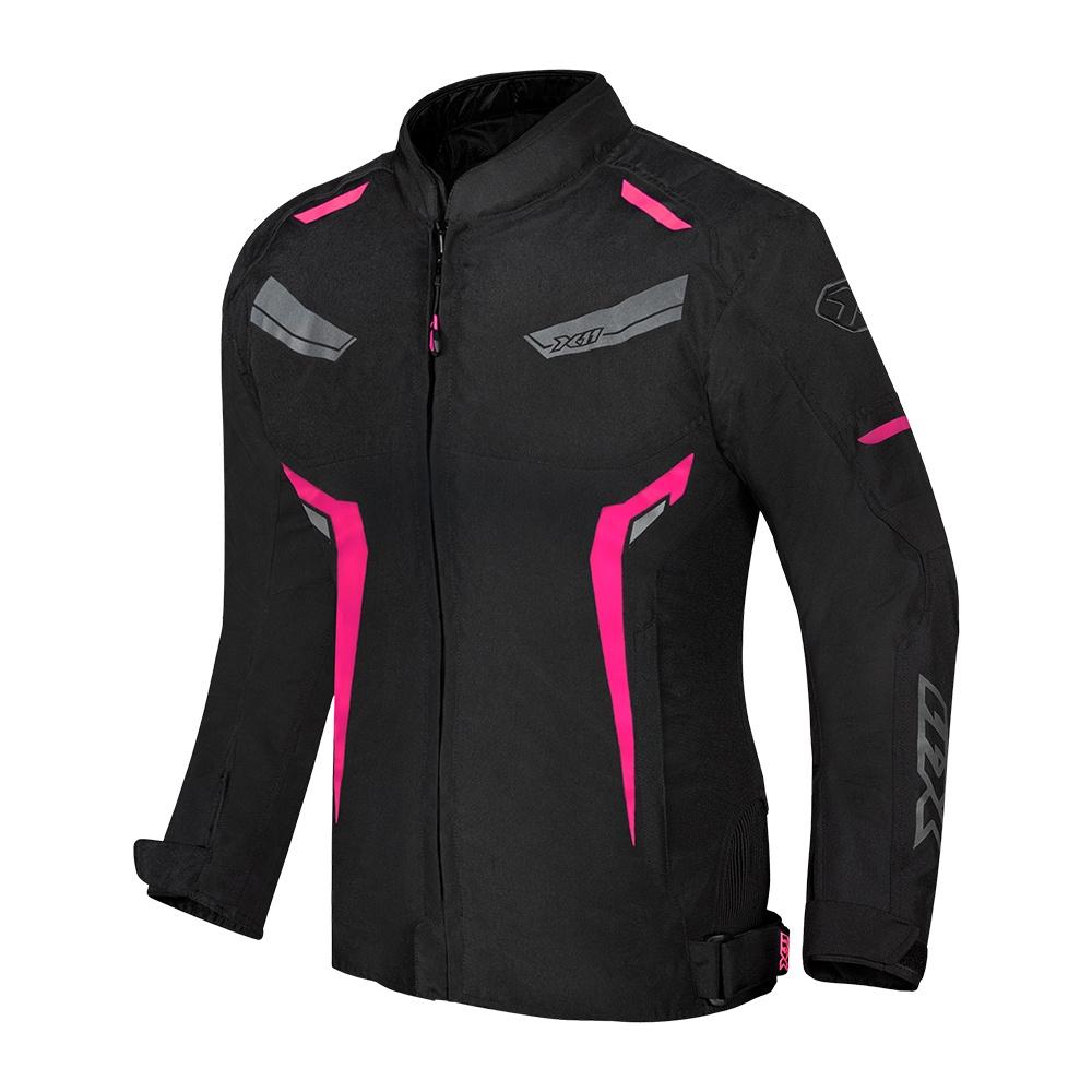 Jaqueta Feminina X11 One Sport Moto Motociclista Impermeável - Preto E Rosa - M