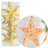 Kit 16 Pendente Enfeite Estrela Dourada Árvore De Natal 10cm