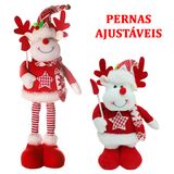 Boneco Decorativo Com Pernas Ajustável Rena De Natal 45cm